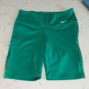 Nike Women's Teal Athletic Shorts with Rainbow Accents